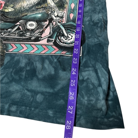 Boho Wolf Motorcycle Graphic Tee Delta Pro Weight Biker Roses Feathers USA Made - Picture 5 of 8